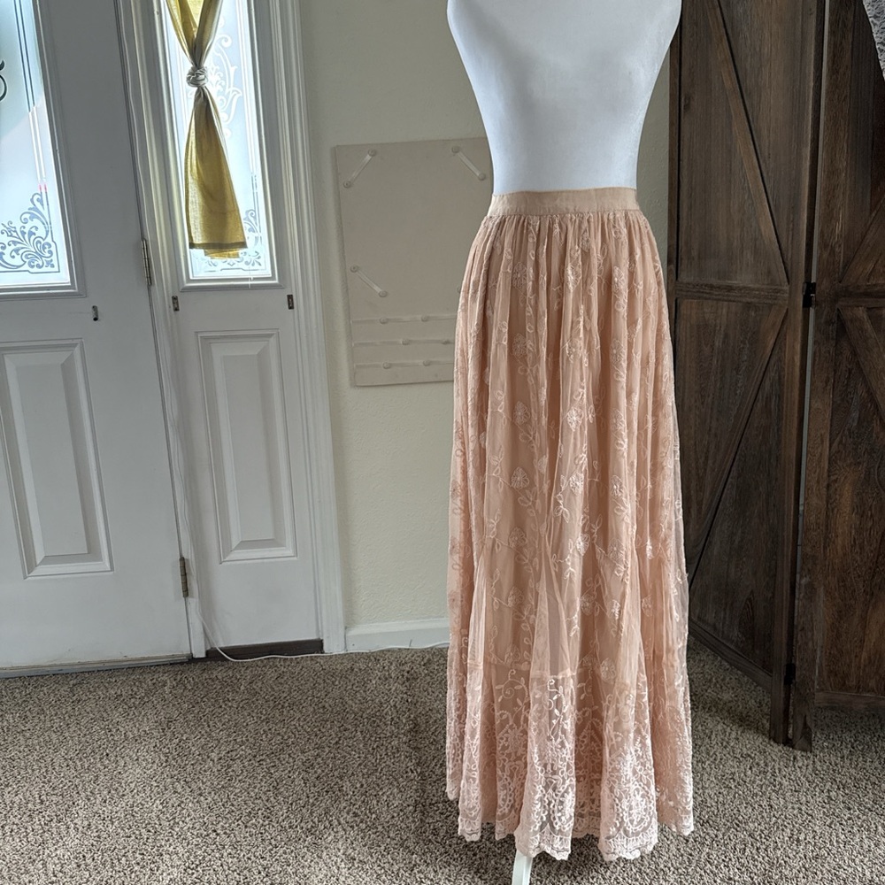 Boston Proper Lace Maxi Skirt - Peach